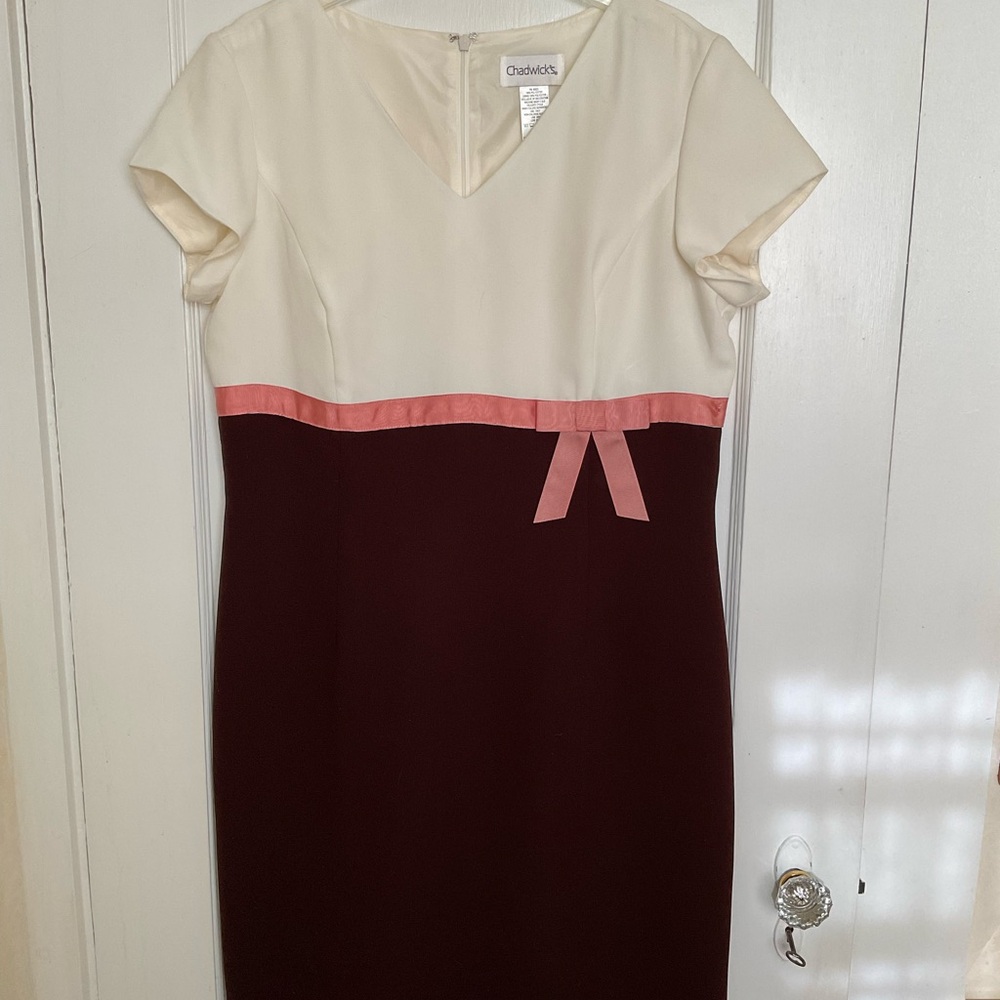 Chadwicks Women's Two-Tone Dress - Cream and Brown
